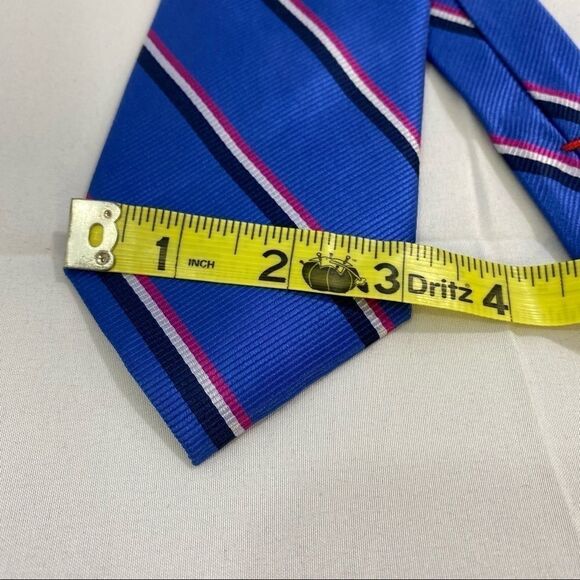 Tommy Hilfiger Pink Blue White Striped Neck Tie - Picture 3 of 5